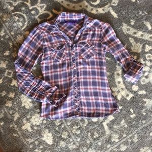 Miley Cirus plaid button down top